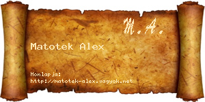 Matotek Alex névjegykártya